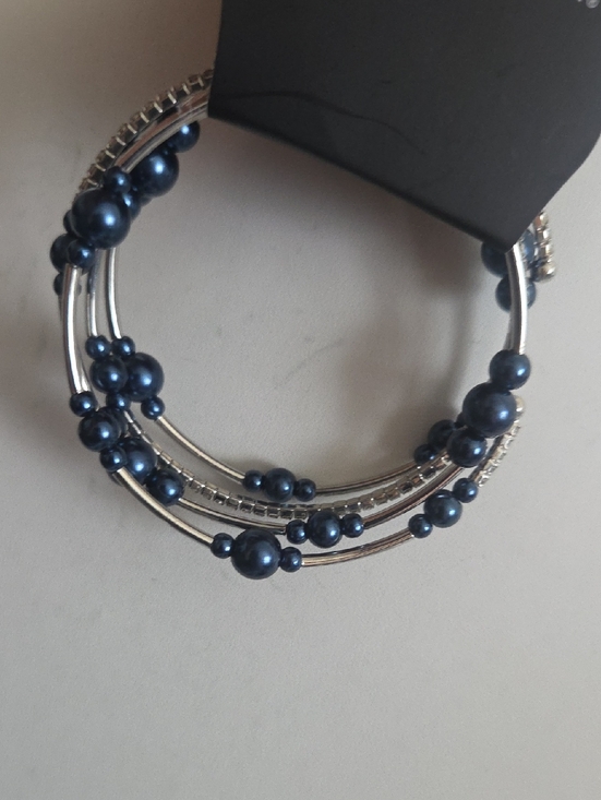 paparazzi Jewelry - Paparazzi Navy Pearl Rhinestone Coil Bracelet NWT